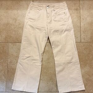 LOFT Cream Wide-Leg Jeans